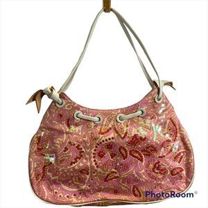 Sigrid Olsen TWILLIGHT pais pink multi Paisley  sequin  Leather Bag